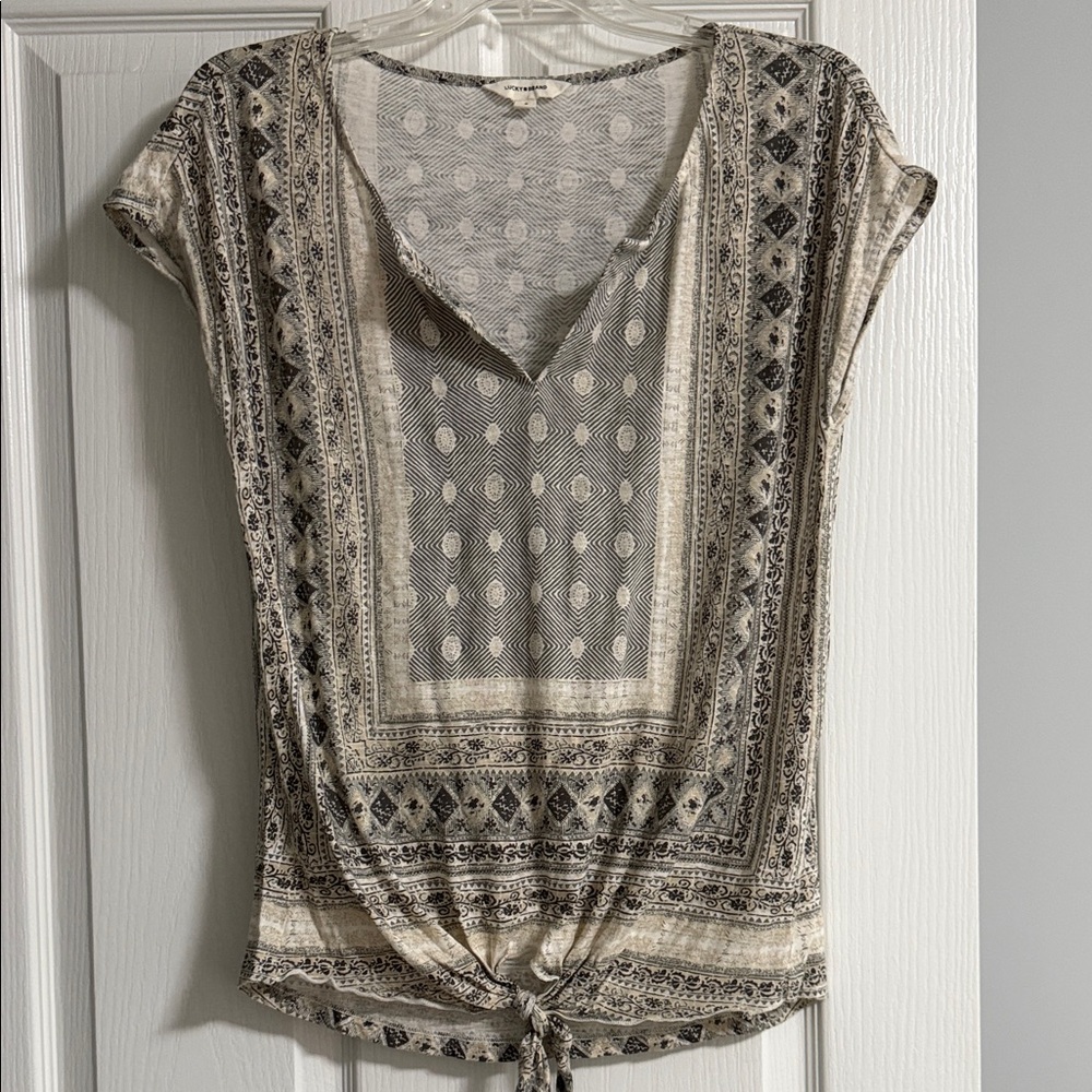 Lucky Brand Beige Patterned Blouse